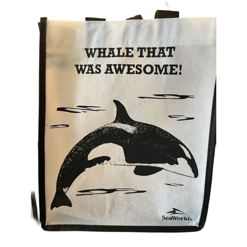 Sea World Reusable Small Shopping Tote Bag Busch Gardens Whale Lion Lot Of 3